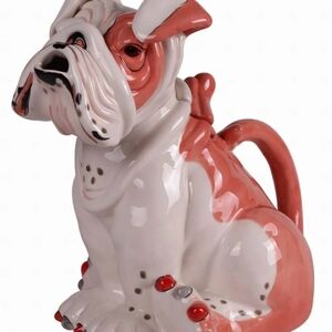 Ceramic Bulldog Dog Figurine - Red and White